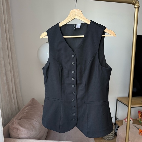 H&M Tops - Tailored Suit Vest, Black, H&M, M